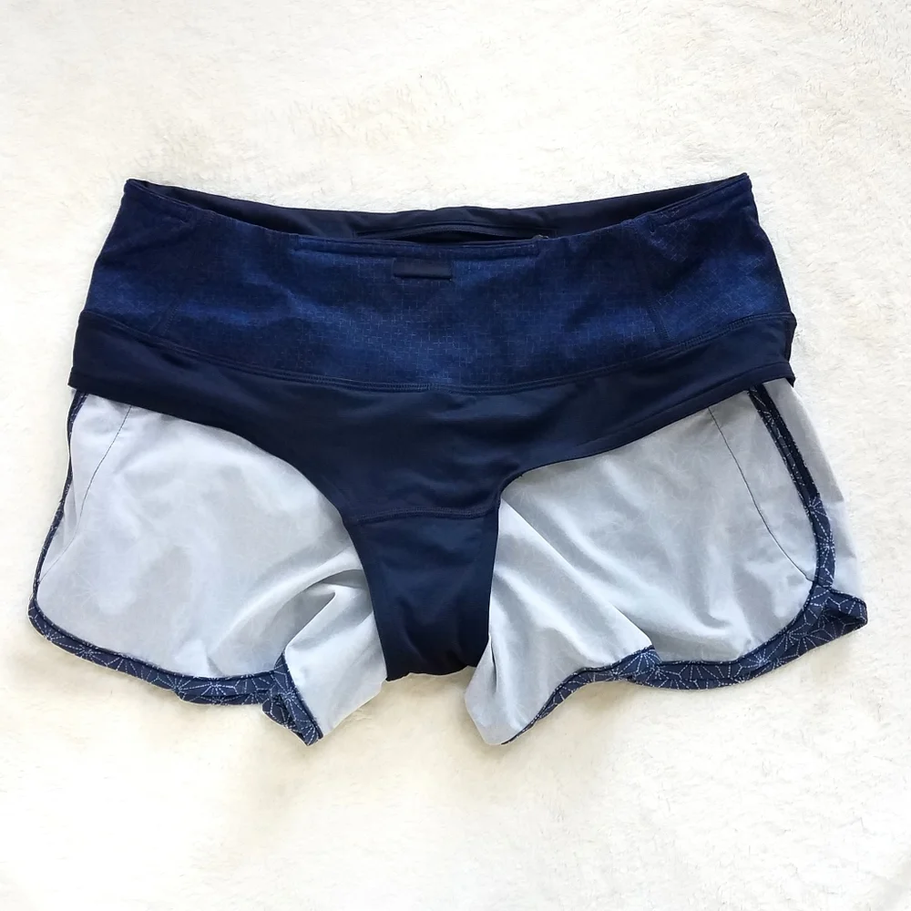 Lululemon Run Speed Shorts Sashiko Star Inkwell‎ Ghost Inkwell Print Size 6